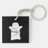 Schattigee Kleurrijke Cartoon Geest met Tekst Sleutelhanger (Achterkant)