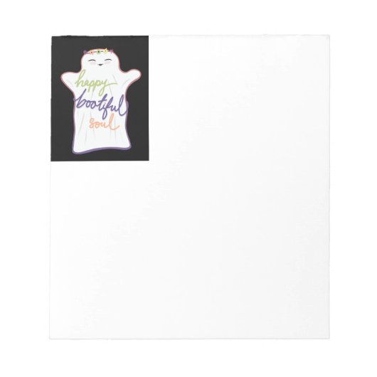 Schattigee Kleurrijke Cartoon Ghost met Tekst Noti Notitieblok (Voorkant)