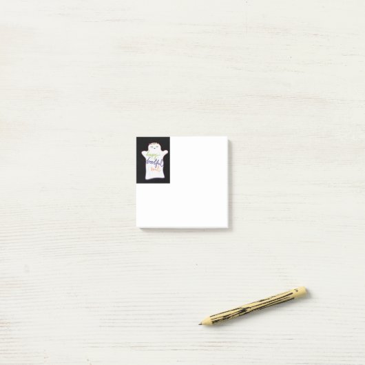 Schattigee Kleurrijke Cartoon Ghost met Tekst Noti Post-it® Notes (Op bureau)