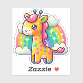 Schattigee Kleurrijke Cartoon Giraffe Regenboog Ac Sticker