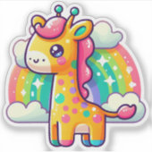 Schattigee Kleurrijke Cartoon Giraffe Regenboog Ac Sticker (Voorkant)