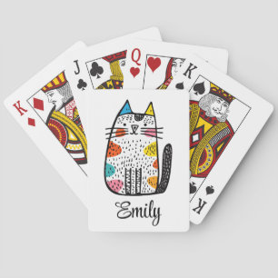 Schattigee kleurrijke cartoon kattendecoratie pokerkaarten