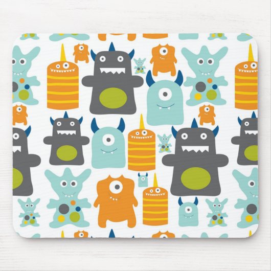 Schattigee kleurrijke cartoon Monsters Mousepad Muismat (Voorkant)