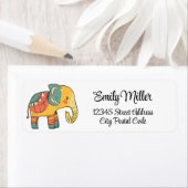 Schattigee kleurrijke cartoon olifant decoratie etiket (Insitu)