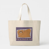 Schattigee kleurrijke Cartoon stijl Pekingese hond Grote Tote Bag (Achterkant)