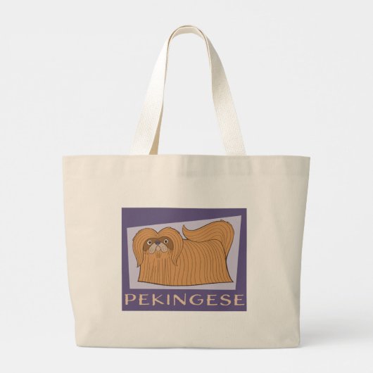 Schattigee kleurrijke Cartoon stijl Pekingese hond Grote Tote Bag (Achterkant)