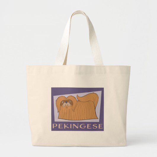 Schattigee kleurrijke Cartoon stijl Pekingese hond Grote Tote Bag (Voorkant)