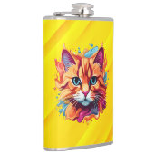 Schattigee kleurrijke Cat Face-87002 Heupfles (Rechts)
