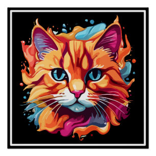 Schattigee kleurrijke Cat Face-87002 Perfect Poster