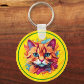 Schattigee kleurrijke Cat Face-87002 Sleutelhanger (Voorkant)