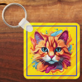 Schattigee kleurrijke Cat Face-87002 Sleutelhanger (Voorkant)