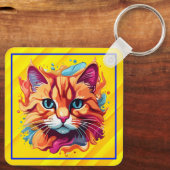 Schattigee kleurrijke Cat Face-87002 Sleutelhanger (Achterkant)