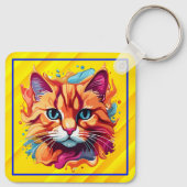 Schattigee kleurrijke Cat Face-87002 Sleutelhanger (Achterkant)