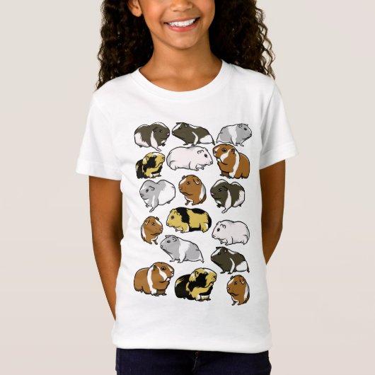 Schattigee kleurrijke cavia's t-shirt (Voorkant)