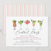 Schattigee kleurrijke cocktailparty | Fun Womens V Kaart (Voorkant / Achterkant)