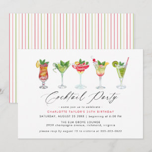 Schattigee kleurrijke cocktailparty Fun Womens V Kaart