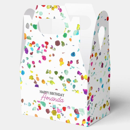 Schattigee Kleurrijke Confetti 1e Verjaardag Bedankdoosjes (Geopend)