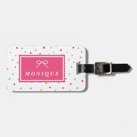 Schattigee Kleurrijke Confetti Stippen Patroon Bag Bagagelabel (Voorkant horizontaal)