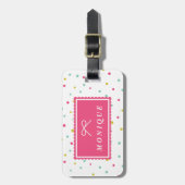 Schattigee Kleurrijke Confetti Stippen Patroon Bag Bagagelabel (Voorkant verticaal)