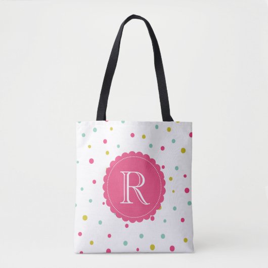 Schattigee Kleurrijke Confetti Stippen Patroon Mon Tote Bag (Voorkant)