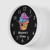 Schattigee kleurrijke cupcake op zwarte aangepaste (Hoek)