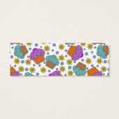 Schattigee kleurrijke cupcakes en bloemetjes desig mini visitekaartjes (Achterkant)