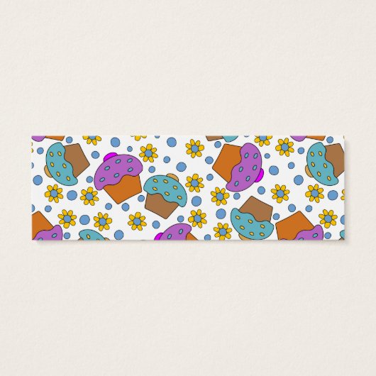 Schattigee kleurrijke cupcakes en bloemetjes desig mini visitekaartjes (Achterkant)