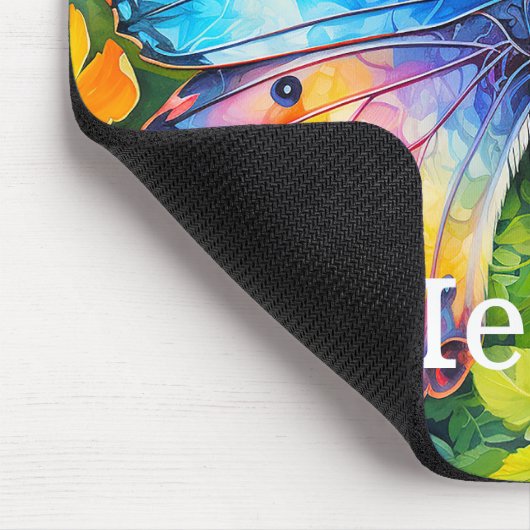 Schattigee Kleurrijke Custom Butterfly Monogram Na Muismat (Hoek)