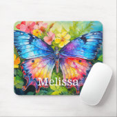 Schattigee Kleurrijke Custom Butterfly Monogram Na Muismat (Met muis)