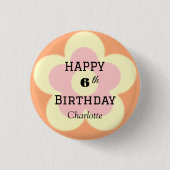 Schattigee kleurrijke Daisy bloemenpatroon Verjaar Ronde Button 3,2 Cm (Voorkant)