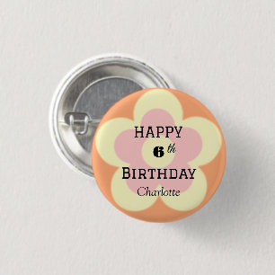 Schattigee kleurrijke Daisy bloemenpatroon Verjaar Ronde Button 3,2 Cm