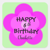 Schattigee kleurrijke Daisy bloemenpatroon Verjaar Vierkante Sticker (Voorkant)