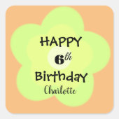 Schattigee kleurrijke Daisy bloemenpatroon Verjaar Vierkante Sticker (Voorkant)