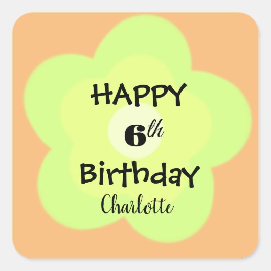 Schattigee kleurrijke Daisy bloemenpatroon Verjaar Vierkante Sticker (Voorkant)