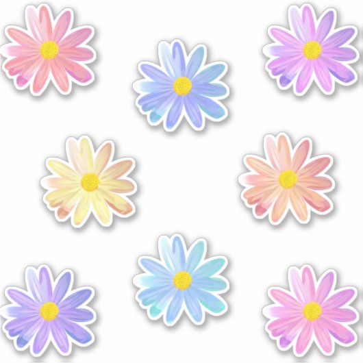 Schattigee kleurrijke Daisy Flowers Stickers (Voorkant)