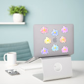Schattigee kleurrijke Daisy Flowers Stickers (Laptop op bureau)