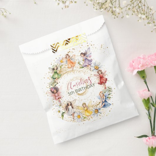 Schattigee kleurrijke Dancing Floral Fairies Goude Bedankzakje (Gezegeld)
