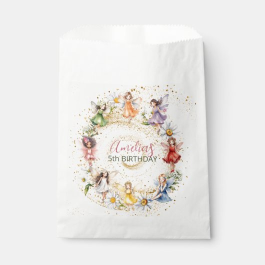 Schattigee kleurrijke Dancing Floral Fairies Goude Bedankzakje (Voorkant)