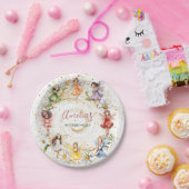 Schattigee kleurrijke Dancing Floral Fairies Goude Papieren Bordje (Feest)