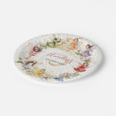 Schattigee kleurrijke Dancing Floral Fairies Goude Papieren Bordje (Gekanteld)