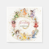 Schattigee kleurrijke Dancing Floral Fairies Goude Servet (Voorkant)