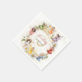 Schattigee kleurrijke Dancing Floral Fairies Goude Servet (Hoek)