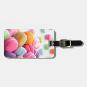 Schattigee kleurrijke dessert Franse Macaron Bagagelabel (Voorkant horizontaal)