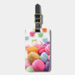 Schattigee kleurrijke dessert Franse Macaron Bagagelabel