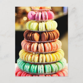 Schattigee kleurrijke dessert Franse Macaron Briefkaart