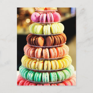 Schattigee kleurrijke dessert Franse Macaron Briefkaart
