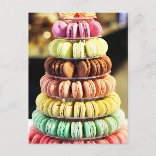 Schattigee kleurrijke dessert Franse Macaron Briefkaart (Voorkant)