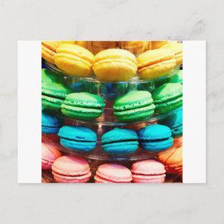 Schattigee kleurrijke dessert Franse Macaron Briefkaart