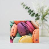 Schattigee kleurrijke dessert Franse Macaron Briefkaart (Staand voorkant)