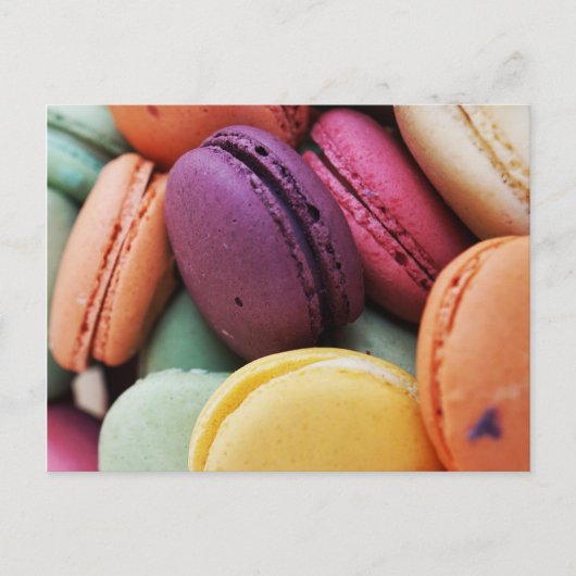 Schattigee kleurrijke dessert Franse Macaron Briefkaart (Voorkant)